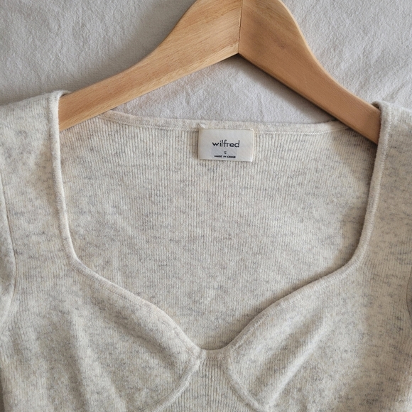 Wilfred Greer Sweetheart Sweater Heather Light Oatmeal Size S Wool Cashmere - Picture 9 of 9